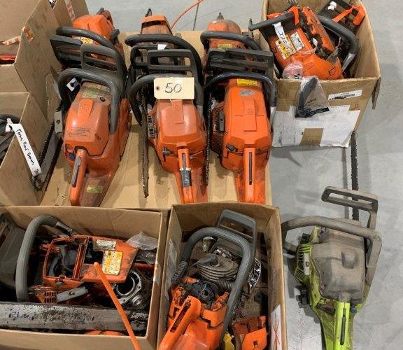 Lot 50- Lot de scies a chaine usagé ( pour pièces )